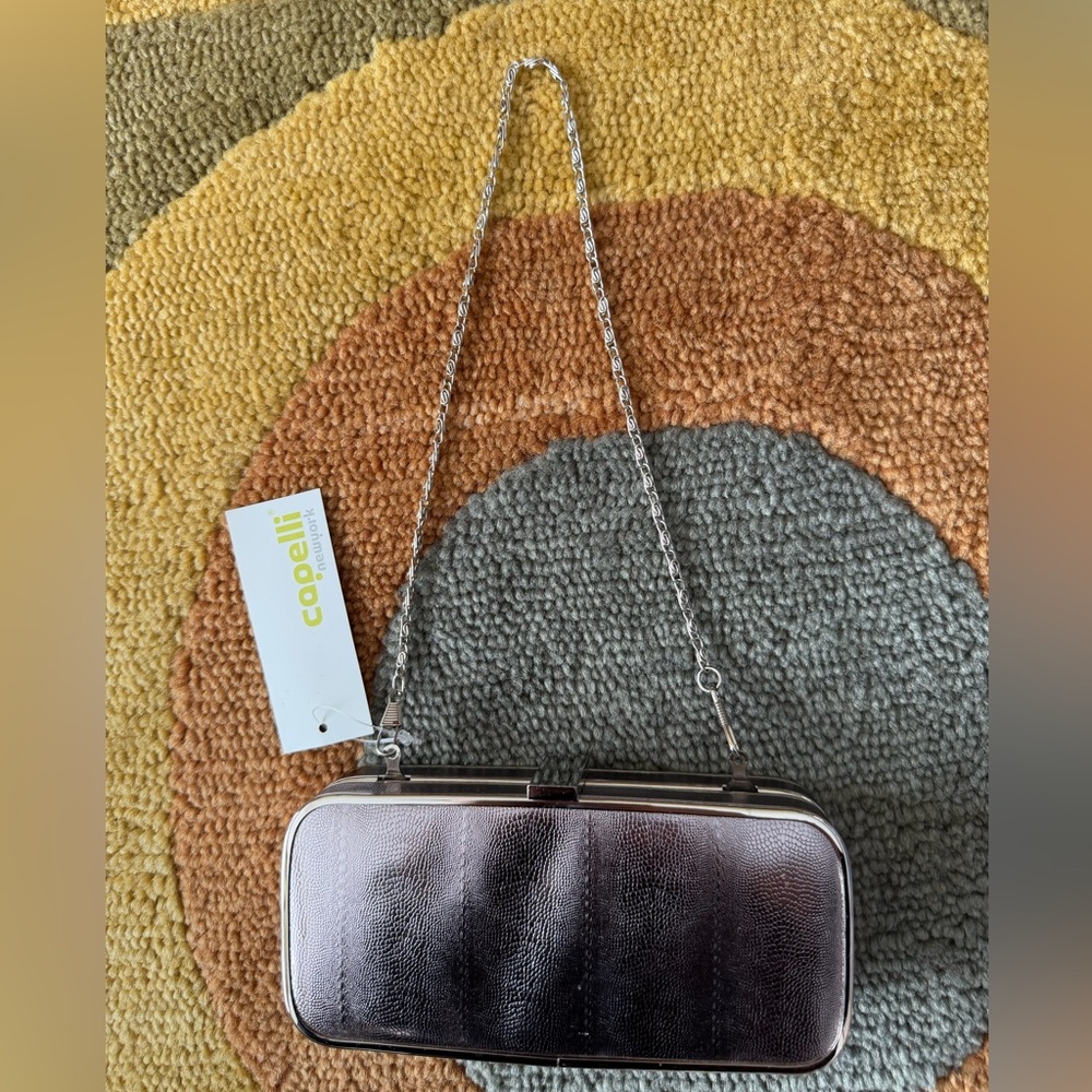 NWT Capelli Gunmetal Very Mini Small Evening Bag Wedding Cocktail Hard Case